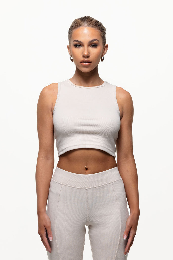 good for nothing Contour Ribbed Cream Tank Top
