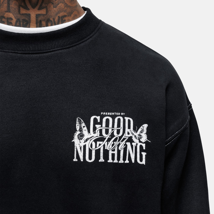 Good For Nothing Dakota Butterfly Black Sweatshirt