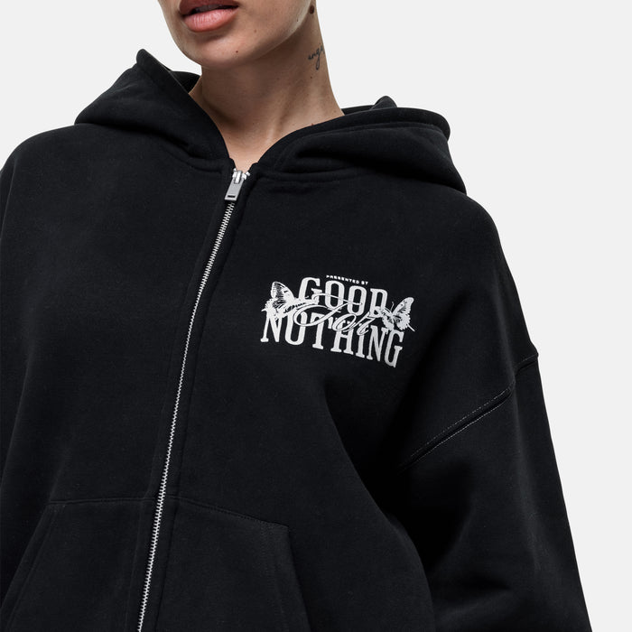 Good For Nothing Dakota Butterfly Black Zip Hoodie
