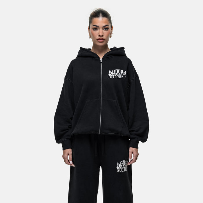 good for nothing Dakota Butterfly Black Zip Hoodie