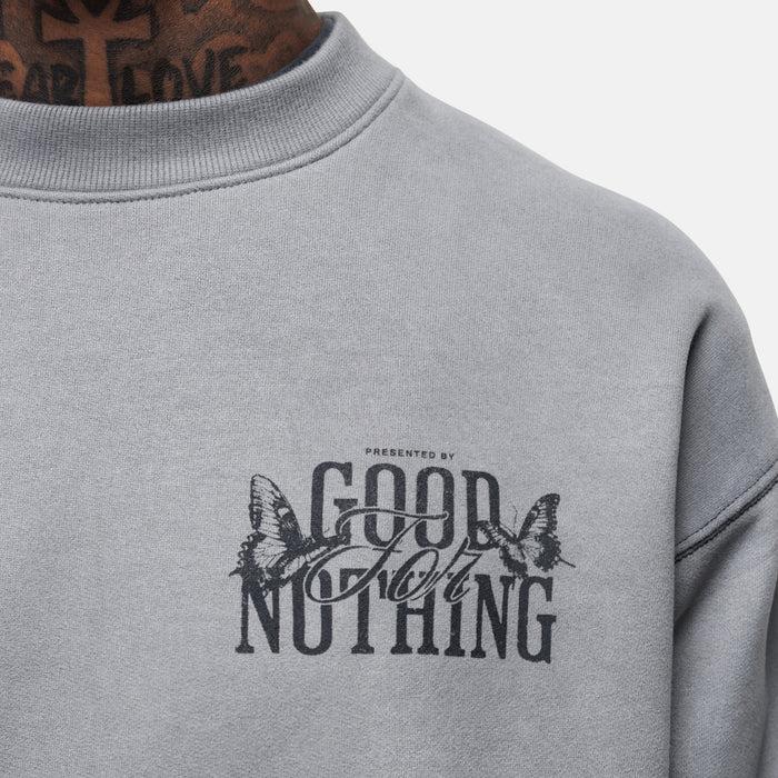 Good For Nothing Dakota Butterfly Grey Sweatshirt