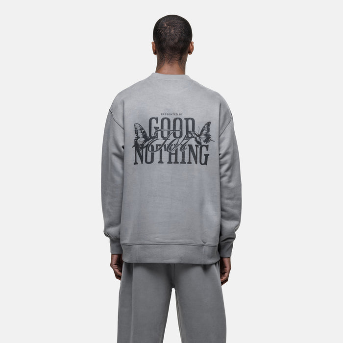 Good For Nothing Dakota Butterfly Grey Sweatshirt
