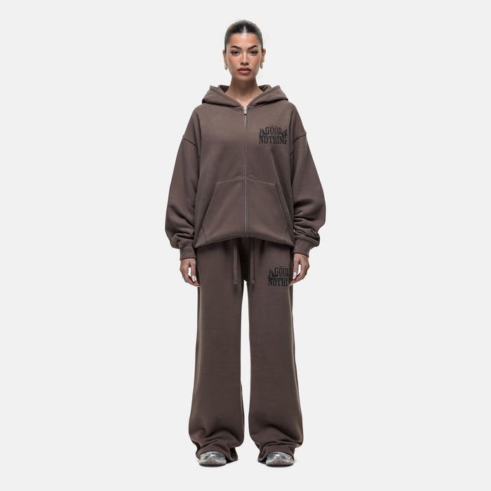 Good For Nothing Dakota Butterfly Taupe Zip Hoodie