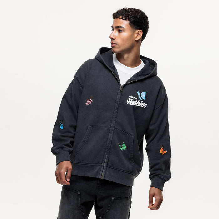 Good For Nothing Flight Washed Black Zip Hoodie