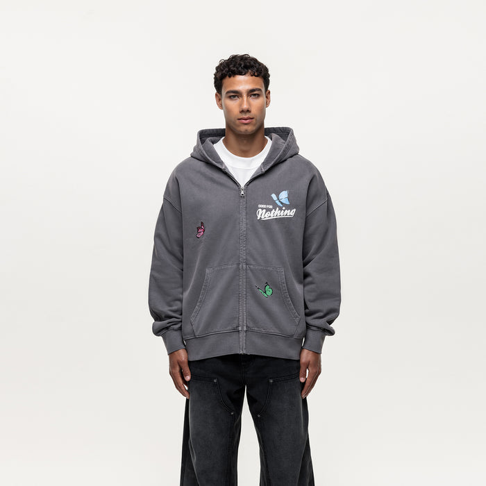 good for nothing Flight Washed Grey Zip Hoodie