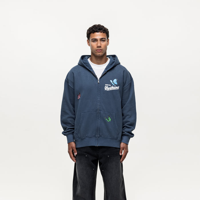 good for nothing Flight Washed Navy Zip Hoodie