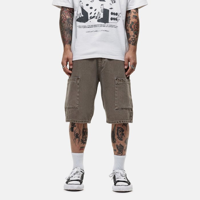 good for nothing Heavy Cargo Taupe Denim Shorts