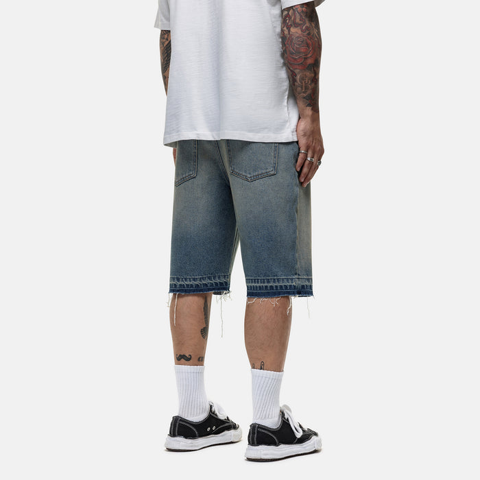 Good For Nothing Heavy Frayed Blue Denim Shorts