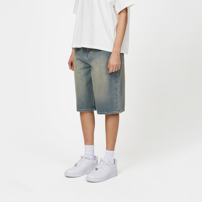 Good For Nothing Heavy Washed Faded Blue Jorts