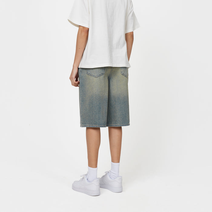 Good For Nothing Heavy Washed Faded Blue Jorts