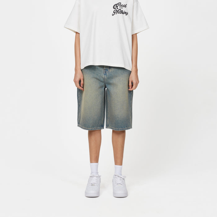 good for nothing Heavy Washed Faded Blue Jorts
