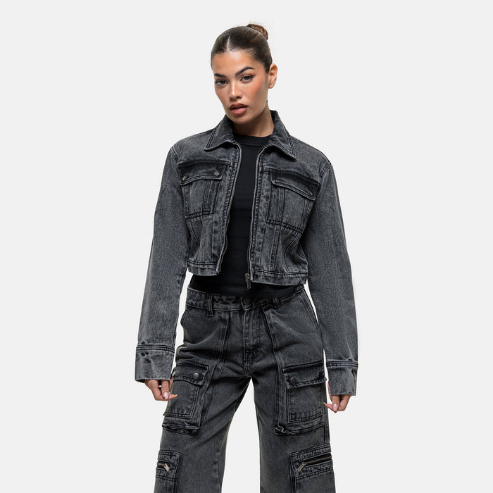 good for nothing Industry Washed Grey Denim Jacket