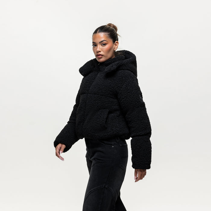 Good For Nothing Luxe Sherpa Black Puffer Coat