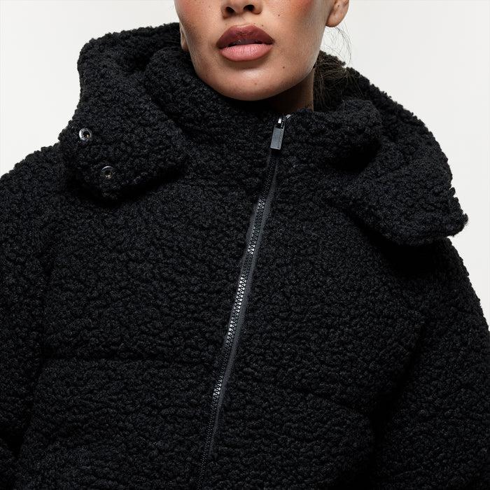Good For Nothing Luxe Sherpa Black Puffer Coat