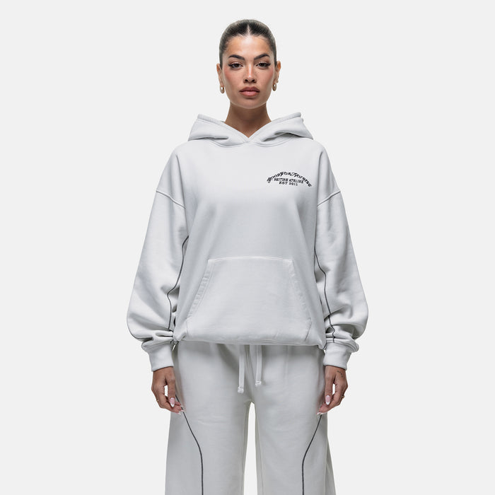 good for nothing Overlock Vintage White Hoodie