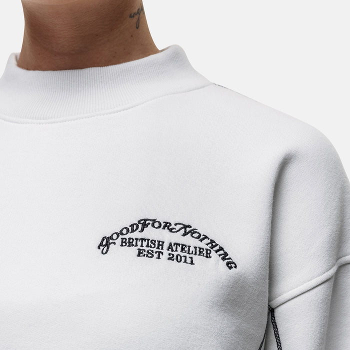 Good For Nothing Overlock Vintage White Sweatshirt