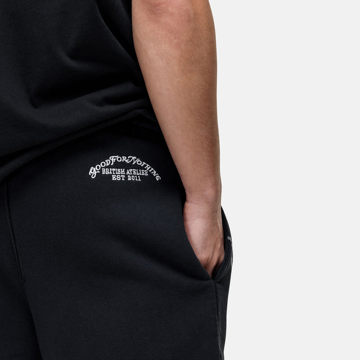 Good For Nothing Overlock Washed Black Shorts