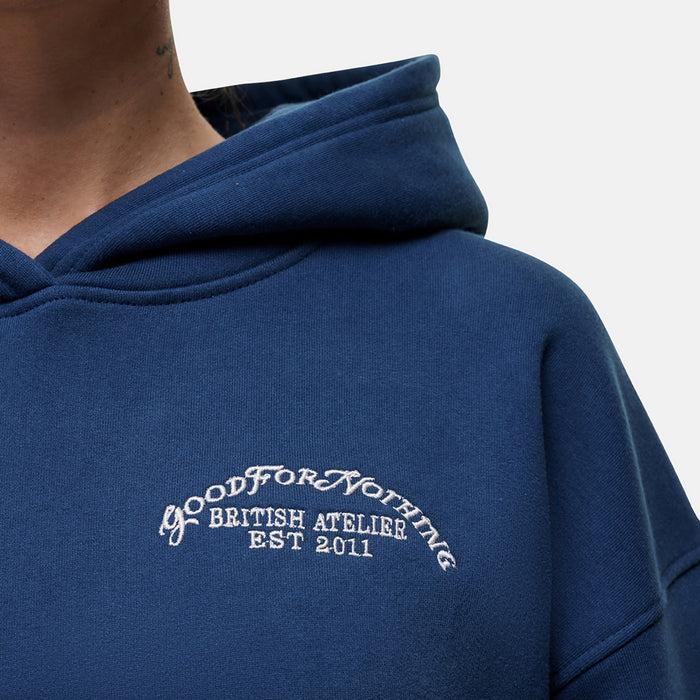 Good For Nothing Overlock Washed Blue Hoodie