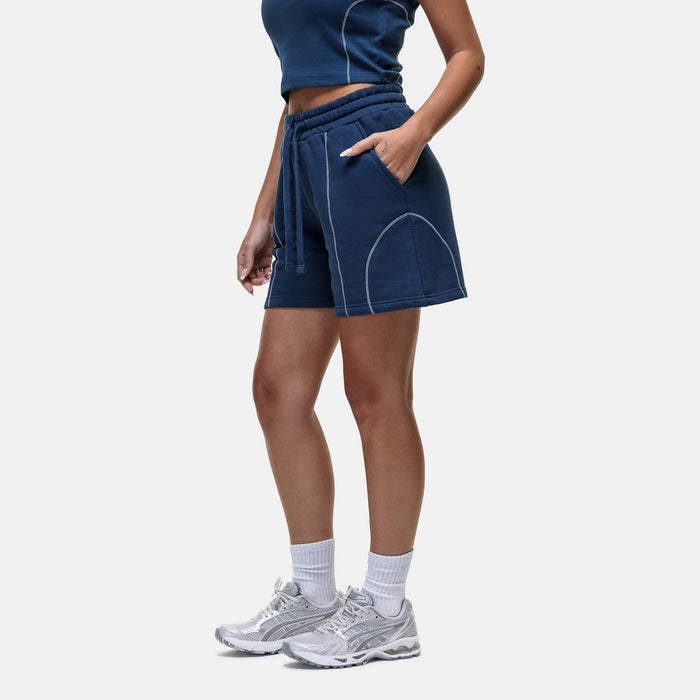 Good For Nothing Overlock Washed Blue Shorts