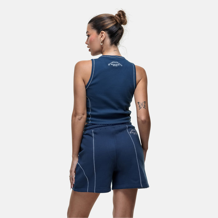 Good For Nothing Overlock Washed Blue Shorts