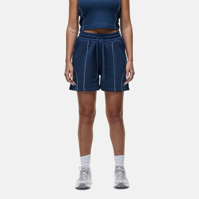 good for nothing Overlock Washed Blue Shorts