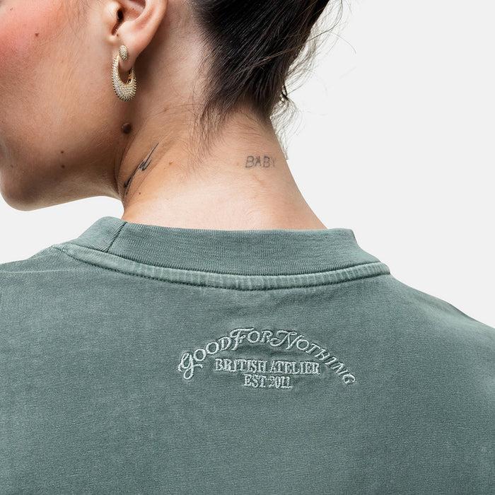 Good For Nothing Overlock Washed Green T-shirt