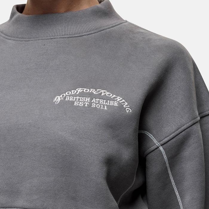 Good For Nothing Overlock Washed Gunmetal Hoodie