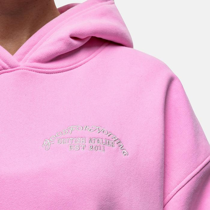 Good For Nothing Overlock Washed Pink Hoodie