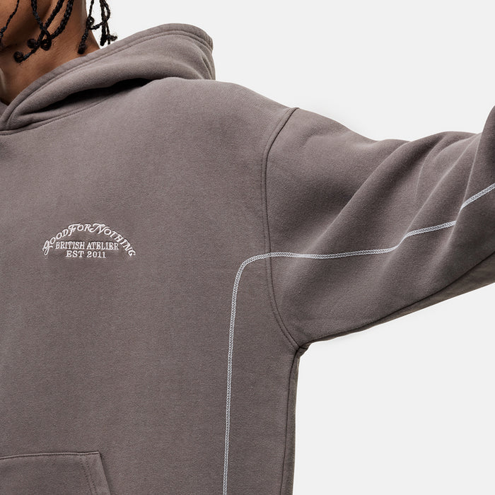 Good For Nothing Overlock Washed Taupe Hoodie