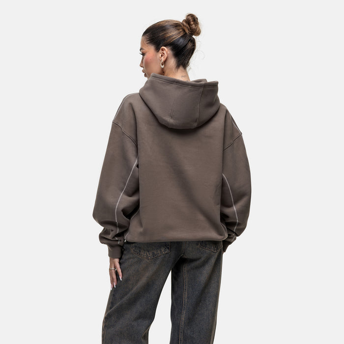 Good For Nothing Overlock Washed Taupe Hoodie
