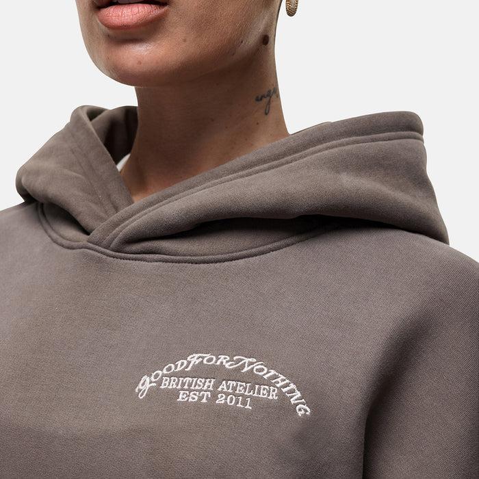 Good For Nothing Overlock Washed Taupe Hoodie