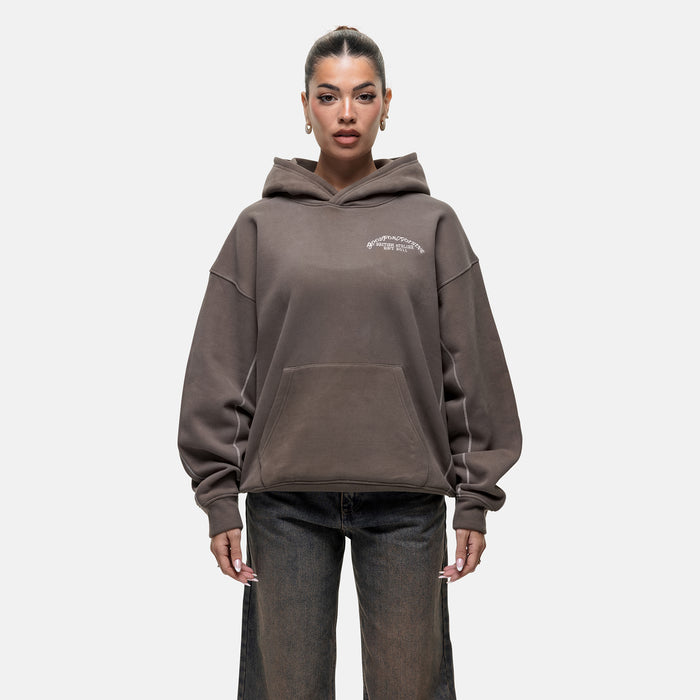 good for nothing Overlock Washed Taupe Hoodie