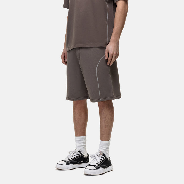 Good For Nothing Overlock Washed Taupe Shorts