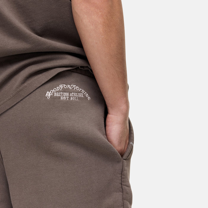 Good For Nothing Overlock Washed Taupe Shorts