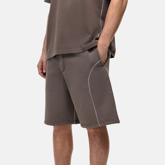 Good For Nothing Overlock Washed Taupe Shorts