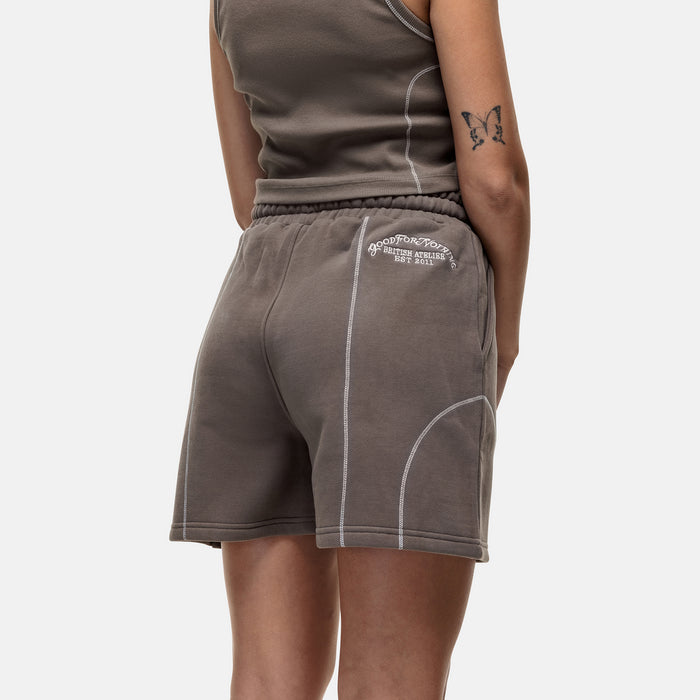 Good For Nothing Overlock Washed Taupe Shorts