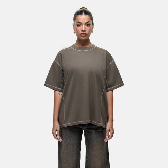 good for nothing Overlock Washed Taupe T-shirt