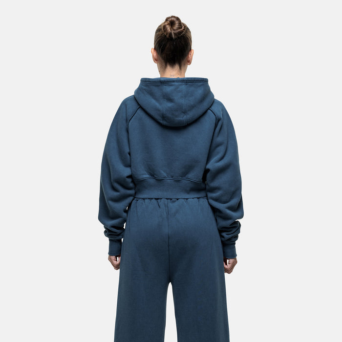 Good For Nothing Raw Seam Washed Blue Zip Hoodie