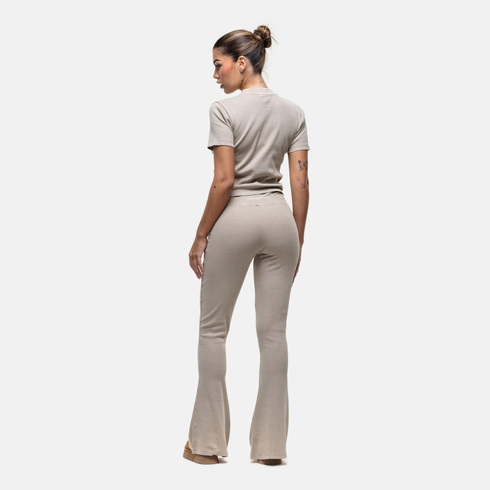 Good For Nothing Ribbed Stone Flared Leggings