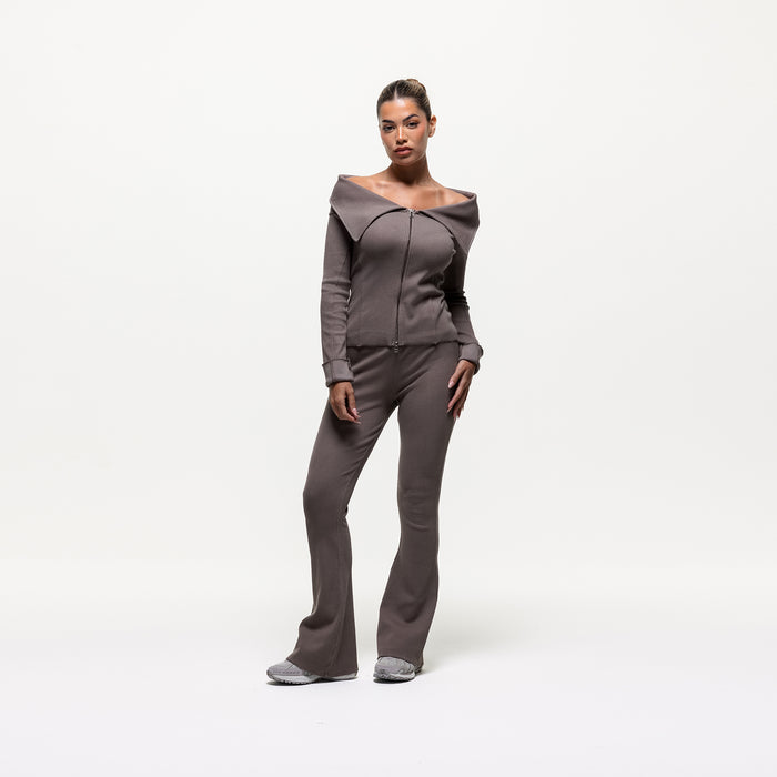 Good For Nothing Ridge Taupe Flared Legging