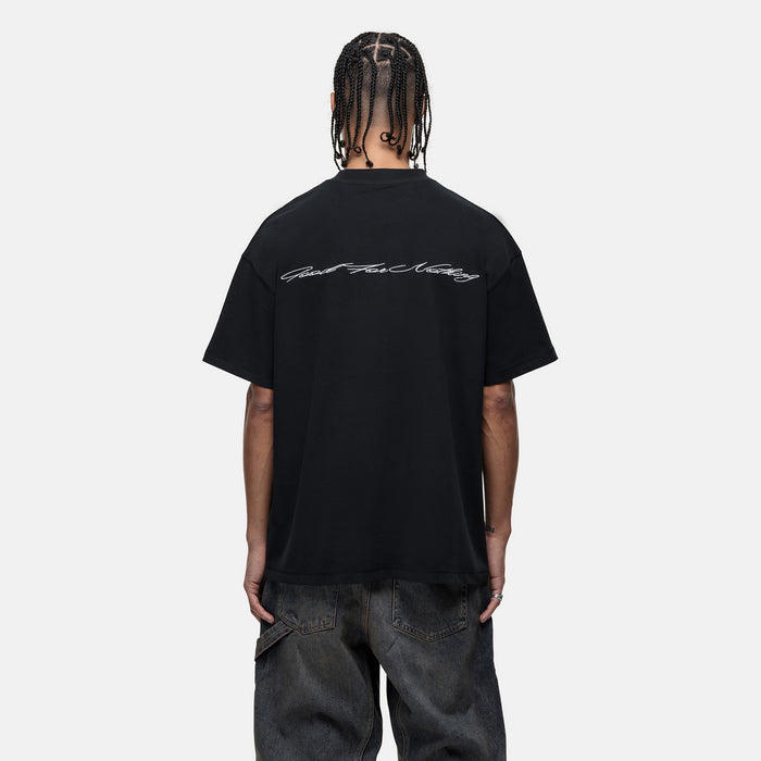 good for nothing Scribble Embroidery Black T-shirt
