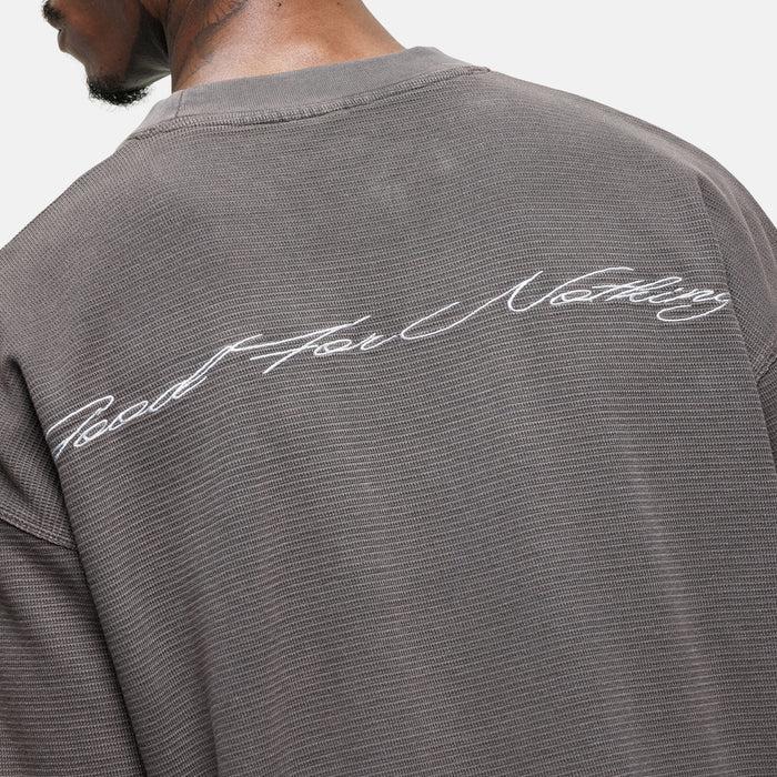 Good For Nothing Scribble Waffle Taupe T-shirt