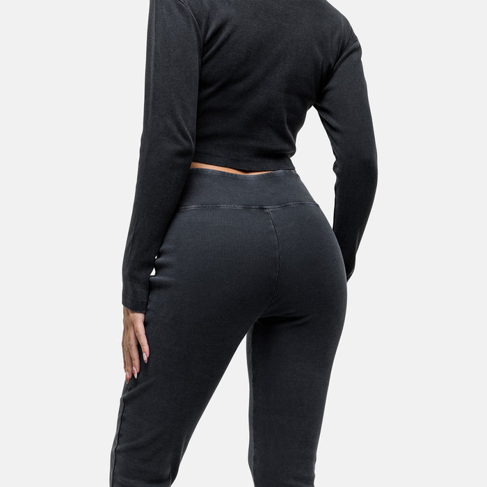 Good For Nothing Seam Washed Black Flared Leggings