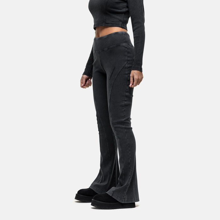 Good For Nothing Seam Washed Black Flared Leggings