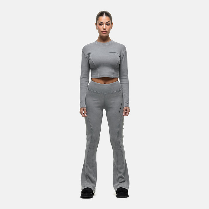 Good For Nothing Seam Washed Grey Flared Leggings