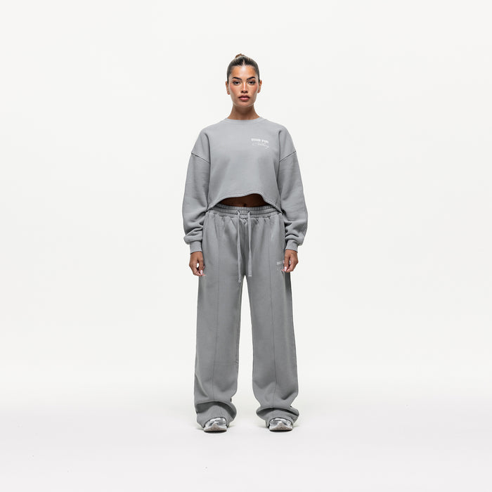 Good For Nothing Slouch Grey Crop Sweatshirt