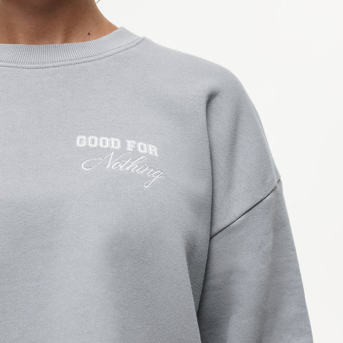 Good For Nothing Slouch Grey Crop Sweatshirt