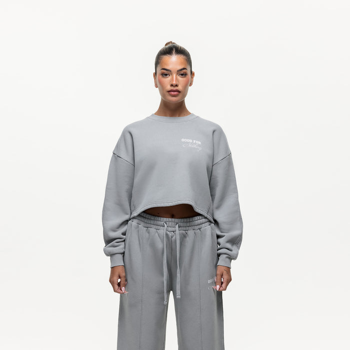 good for nothing Slouch Grey Crop Sweatshirt