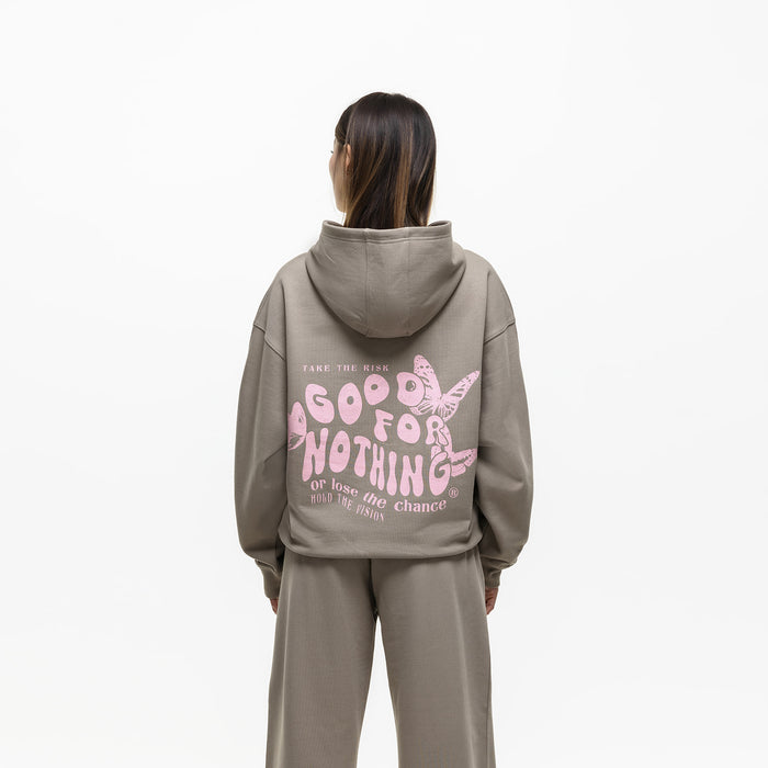 Good For Nothing Stamp Taupe Hoodie (Final Sale)