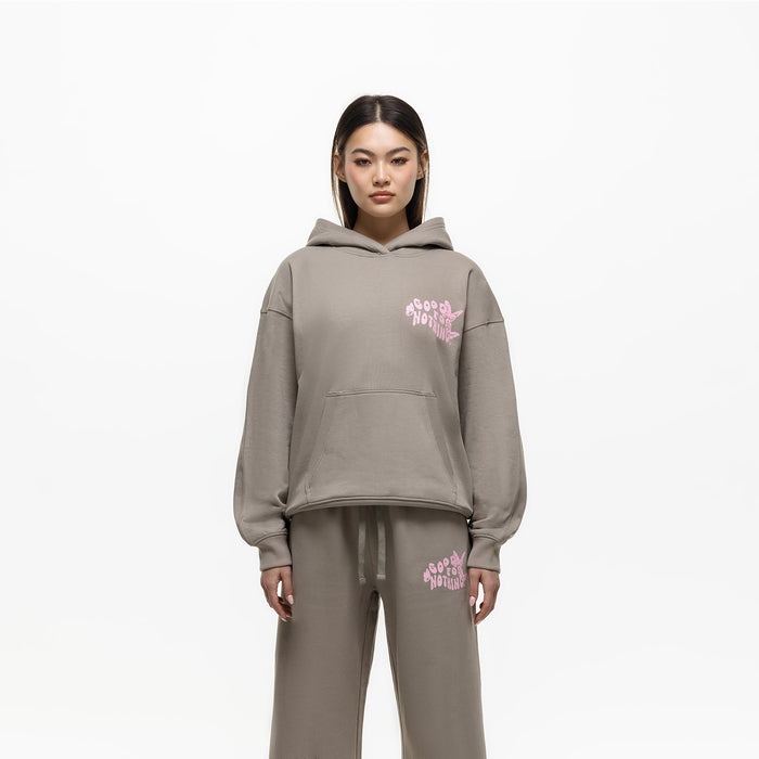 good for nothing Stamp Taupe Hoodie (Final Sale)